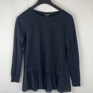 Club Monaco wool layered peplum pleated sweater S Purple & Black